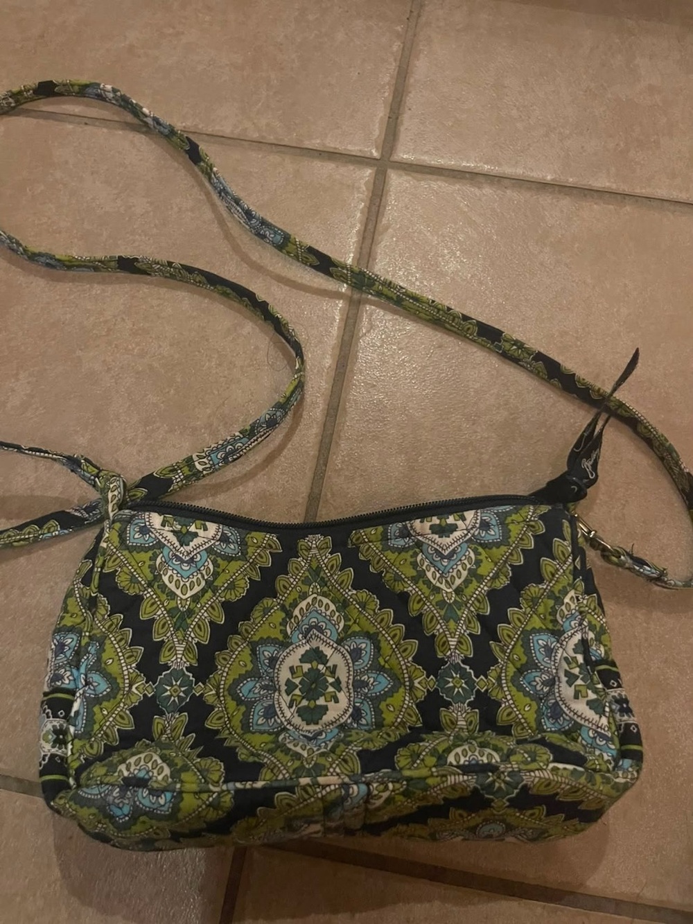 Vera Bradley Navy, Green and Teal Quilted Crossbody